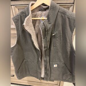 Carhartt Army Green Sherpa-Lined Vest